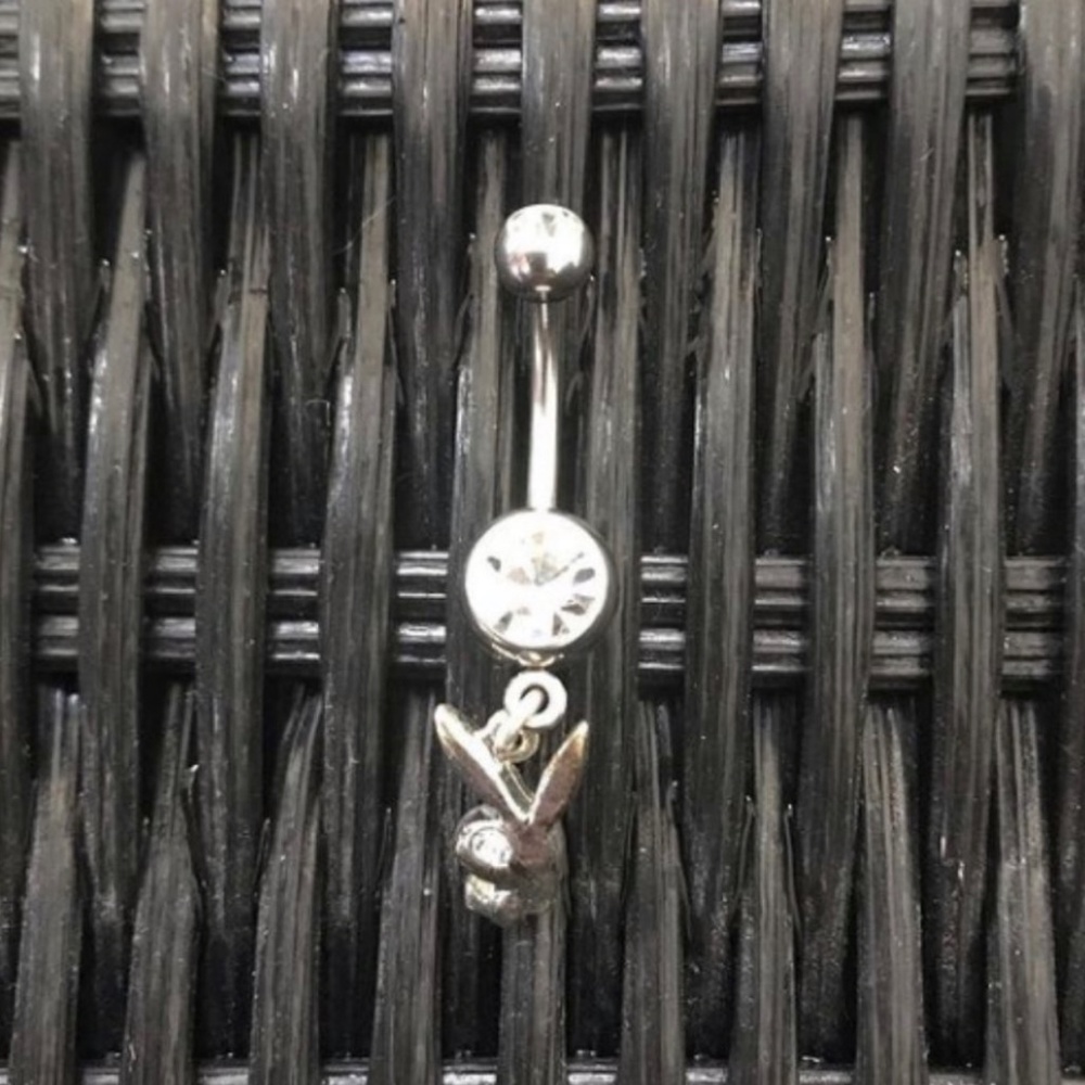 playboy silver bunny belly button navel ring Crystal eye